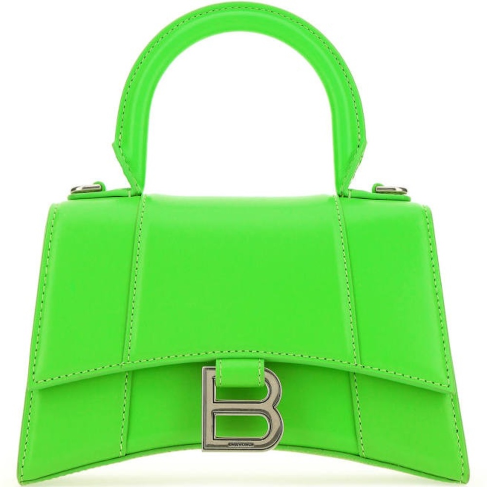 Balenciaga leather hourglass XS florescent green
